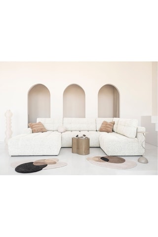 Canapé d’angle panoramique modulable convertible Lulu - Beige - 8 places - En polyester