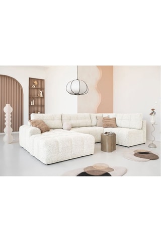 Canapé d’angle panoramique modulable convertible Lulu - Beige - 8 places - En polyester