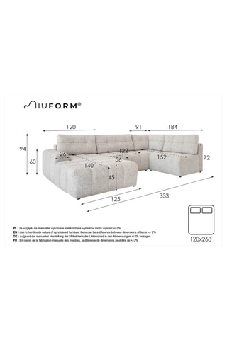 Canapé d’angle panoramique modulable convertible Lulu - Beige - 8 places - En polyester