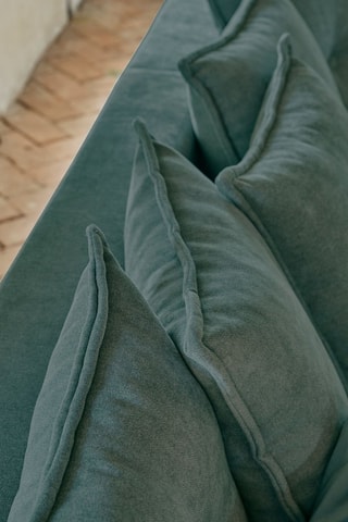 Canapé d’angle convertible Lazy Lukka - Turquoise - 4 places - Toucher velours