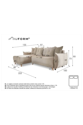 Canapé d’angle convertible Lazy Lukka - Turquoise - 4 places - Toucher velours