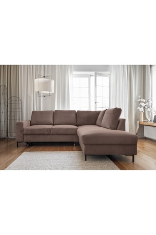 Canapé d'angle droit convertible Lofty Lilly - Taupe - 6 places - En polyester