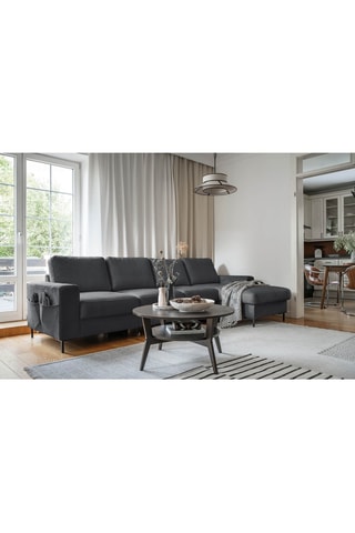 Canapé d'angle droit convertible Lofty Lilly - Anthracite - 5 places - En polyester