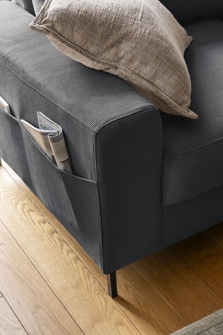 Canapé d'angle droit convertible Lofty Lilly - Anthracite - 5 places - En polyester