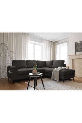 Canapé d'angle droit convertible Lofty Lilly - Anthracite - 6 places - En polyester