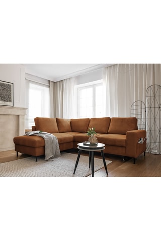 Canapé d'angle gauche convertible Lofty Lilly - Marron - 6 places - En tissu velours côtelée