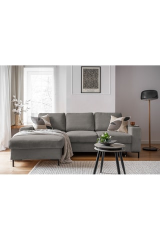 Canapé d'angle gauche convertible - Gris - 4 places - En polyester