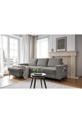 Canapé d'angle gauche convertible - Gris - 4 places - En polyester