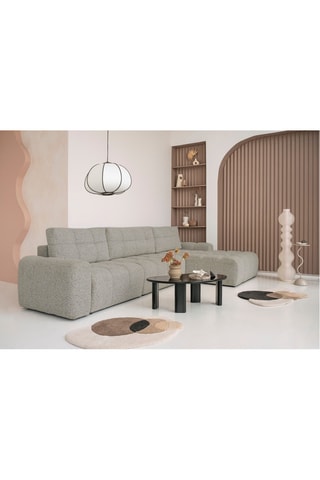 Canapé d'angle droit convertible Lulu - Gris clair - 5 places - En polyester