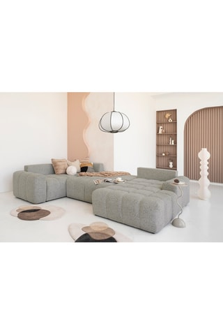 Canapé d'angle droit convertible Lulu - Gris clair - 8 places - En polyester