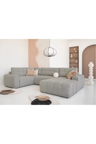 Canapé d'angle droit convertible Lulu - Gris clair - 8 places - En polyester