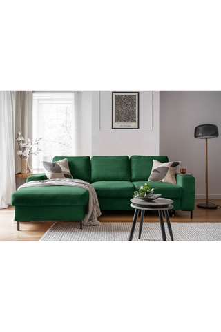 Canapé d'angle gauche convertible - Vert - 4 places - En polyester
