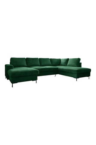 Canapé d'angle droit panoramique convertible - Vert - 8 places - En polyester
