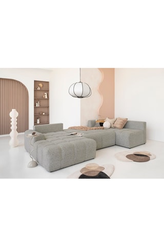 Canapé d'angle gauche panoramique convertible Lulu - Gris - 8 places - En tissu structuré
