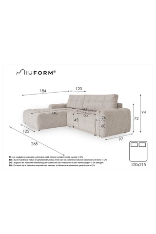 Canapé d'angle gauche convertible Lulu - Vert d'eau - 4 places - En tissu structuré