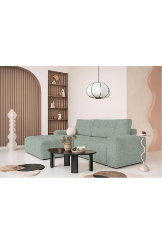 Canapé d'angle gauche convertible Lulu - Vert d'eau - 4 places - En tissu structuré