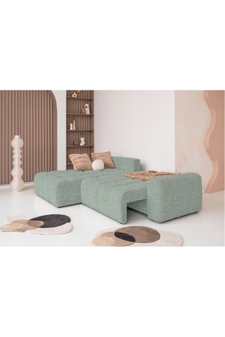 Canapé d'angle gauche convertible Lulu - Vert d'eau - 4 places - En tissu structuré
