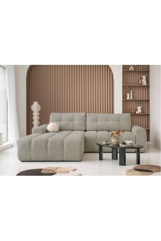 Canapé d'angle gauche convertible Lulu - Gris - 4 places - En tissu structuré