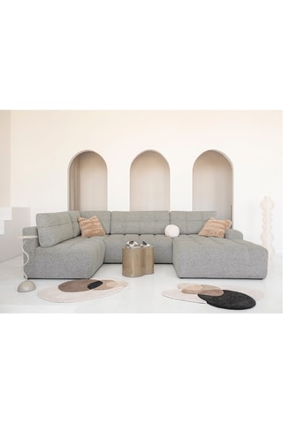 Canapé d'angle droit convertible Lulu - Gris clair - 8 places - En polyester