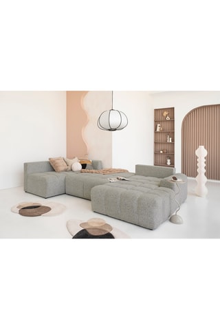 Canapé d'angle droit convertible Lulu - Gris clair - 8 places - En polyester