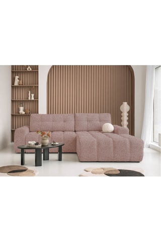 Canapé d'angle droit convertible Lulu - Rose - 4 places - En polyester
