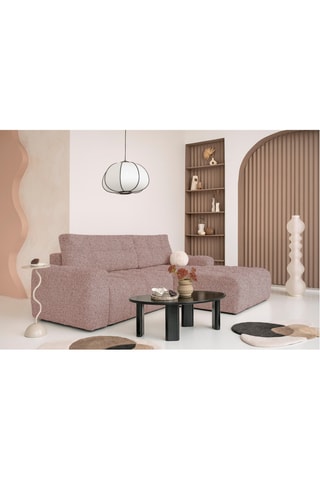 Canapé d'angle droit convertible Lulu - Rose - 4 places - En polyester