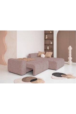 Canapé d'angle droit convertible Lulu - Rose - 4 places - En polyester