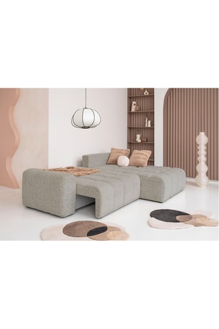 Canapé d'angle droit convertible Lulu - Gris clair - 4 places - En polyester