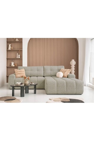 Canapé d'angle droit convertible Lulu - Gris clair - 4 places - En polyester