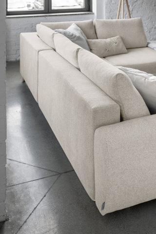 Canapé d’angle droit convertible Scandic Lagom - Beige - 6 places - En polyester