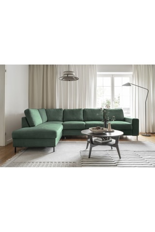 Canapé d’angle gauche convertible Lofty Lilly - Vert émeraude - 7 places - En polyester toucher velours