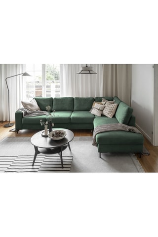 Canapé d’angle droit convertible Lofty Lilly - Vert émeraude - 7 places - En polyester