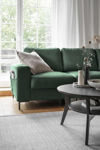 Canapé d’angle droit convertible Lofty Lilly - Vert émeraude - 7 places - En polyester