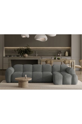 Canapé d’angle droit panoramique modulaire Cloud - Gris - 4 places - En polyester