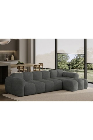 Canapé d’angle droit panoramique modulaire Cloud - Gris - 4 places - En polyester