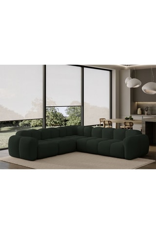 Canapé d’angle modulaire symétrique Cloud - Vert foncé - 7 places - En polyester
