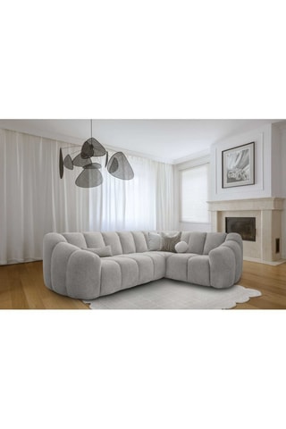 Canapé d’angle droit modulaire Shell - Gris clair - 6 places - En polyester