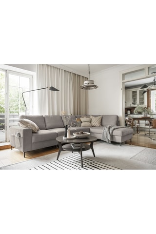 Canapé d'angle droit convertible Lofty Lilly - Taupe - 7 places - En polyester