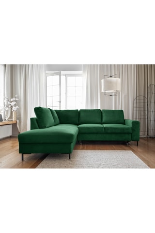 Canapé d'angle gauche convertible Lofty Lilly - Vert - 6 places - En polyester