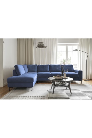 Canapé d'angle gauche convertible Lofty Lilly - Bleu - 7 places - En polyester