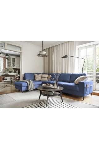 Canapé d'angle gauche convertible Lofty Lilly - Bleu - 7 places - En polyester