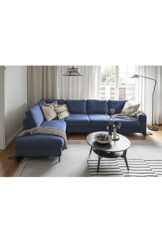 Canapé d'angle gauche convertible Lofty Lilly - Bleu - 7 places - En polyester