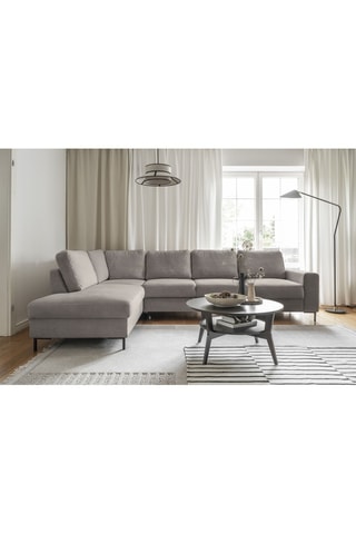 Canapé d'angle gauche convertible Lofty Lilly - Taupe - 7 places - En velours côtelé