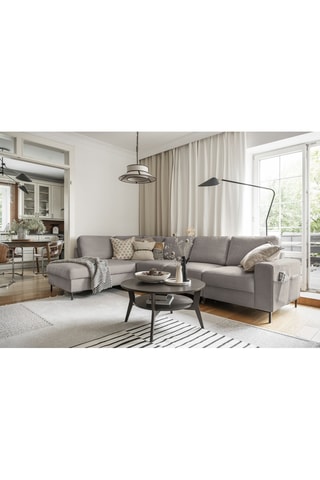 Canapé d'angle gauche convertible Lofty Lilly - Taupe - 7 places - En velours côtelé