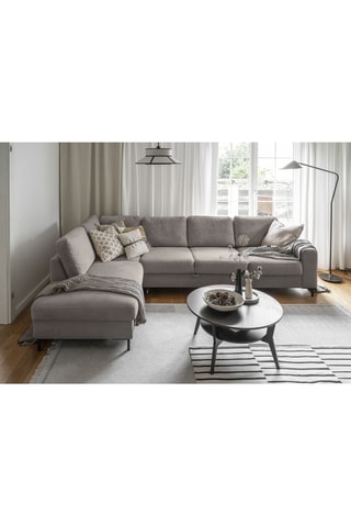 Canapé d'angle gauche convertible Lofty Lilly - Taupe - 7 places - En velours côtelé