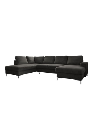 Canapé d'angle panoramique gauche convertible - Anthracite - 8 places - En polyester