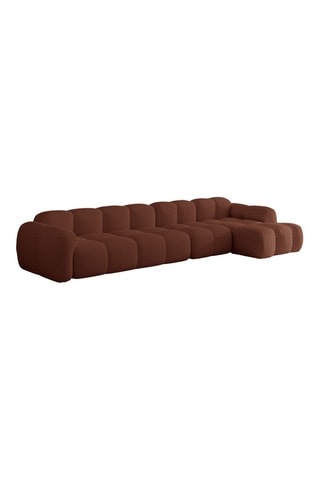 Canapé d'angle droit Cloud - Marron - 6 places - En tissu structuré anti-tâche