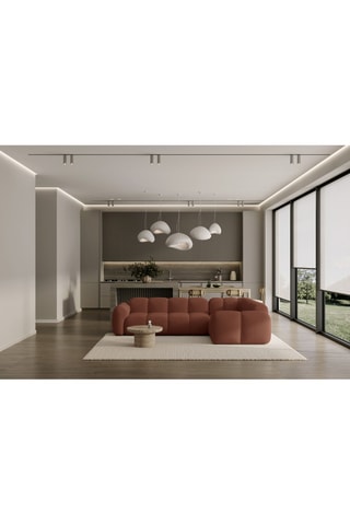 Canapé d'angle droit Cloud - Marron - 6 places - En tissu structuré anti-tâche