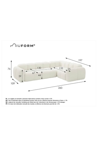 Canapé d'angle droit Cloud - Marron - 6 places - En tissu structuré anti-tâche