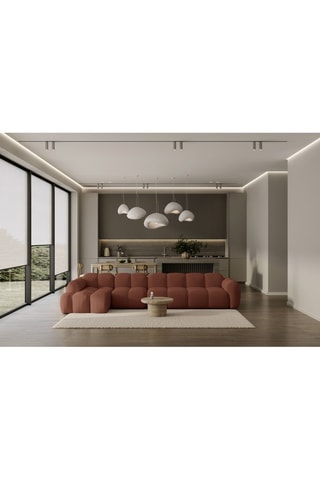 Canapé d'angle gauche Cloud - Marron - 6 places - En tissu structuré anti-tâche